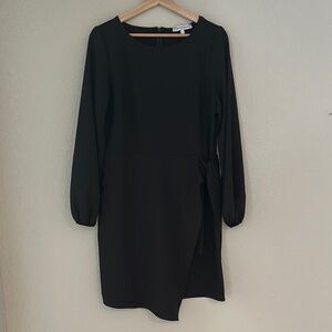 The Vanity Room Black Sheath Dress with Bishop Sleeves